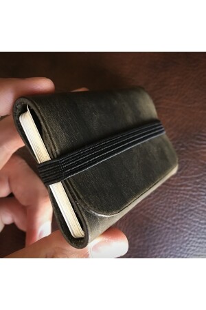 Handgefertigter elastischer Kartenhalter aus echtem und echtem Leder in Khaki-Farbe/personalisierte Geschenke/Souvenirs 6261551516 - 3