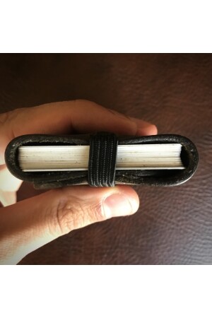 Handgefertigter elastischer Kartenhalter aus echtem und echtem Leder in Khaki-Farbe/personalisierte Geschenke/Souvenirs 6261551516 - 4