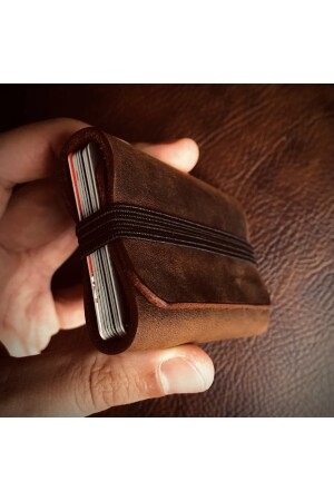 Handgefertigter Kartenhalter aus echtem und echtem Leder mit Palmengummi/personalisierte Geschenke/Souvenirs 6261551516 - 5