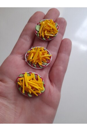 Handgefertigter Miniatur-Pommes-Frites-Teller aus Fimo, 1 Stück - 1