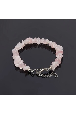 Handgefertigtes Armband aus rissigem Naturstein aus rosa Quarz - 1