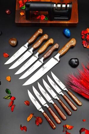 Handgefertigtes Messer für Küche, Fleisch, Brot, Gemüse, Obst, Messer und Schärfgerät, 12-teiliges Mitgift-Set 12asd1jjk - 2