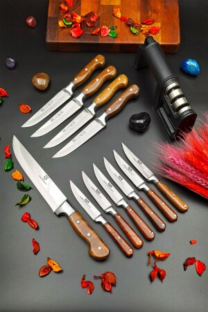 Handgefertigtes Messer für Küche, Fleisch, Brot, Gemüse, Obst, Messer und Schärfgerät, 12-teiliges Mitgift-Set 12asd1jjk - 3