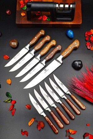 Handgefertigtes Messer für Küche, Fleisch, Brot, Gemüse, Obst, Messer und Schärfgerät, 12-teiliges Mitgift-Set 12asd1jjk - 1