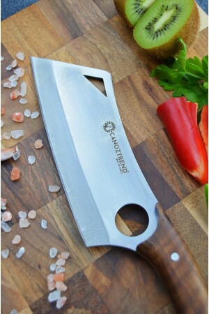 Handmade Line Modell Walnuss Chefküche Metzgermesser Fleisch Brot Obst Gemüsemesser mit Lederscheide SRFF65 - 4