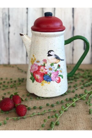 جرة سيراميكية مصنوعة يدويا مع غطاء وطيور ملونة - Handmadesign