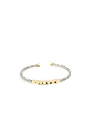 Handschellen aus grauem Stahl und Herrenarmband aus 14 Karat Gold - 5