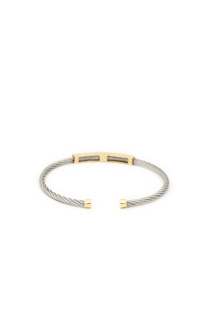 Handschellen aus grauem Stahl und Herrenarmband aus 14 Karat Gold - 6