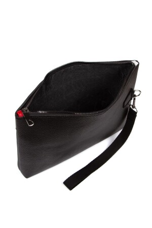 Handtasche aus veganem Leder, schwarze Handgelenkschlaufentasche - 6