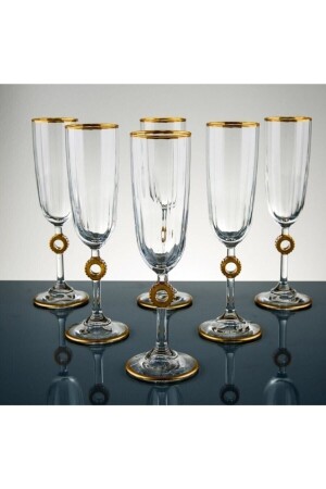 Handverziertes goldenes Glaskelch- und Wasserglas-Set für 6 Personen mit Kaffee – Mitgift-Set – Geschenkset - 2