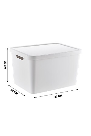 Hanebox 3-teiliger weißer Mehrzweck-Organizer mit Deckel, Organizer-Box mit Deckel, 18 l, 18LTB3 - 4