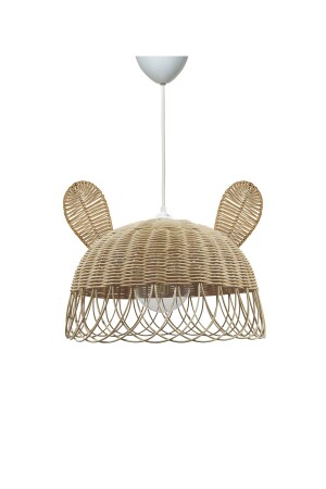 Hängelampe aus Rattan, Bambus, Korbgeflecht, Kronleuchter, Hase, Bärenohr, Kinderzimmer, Durchmesser: 35 cm, Höhe: 27 cm, bel054 - 5