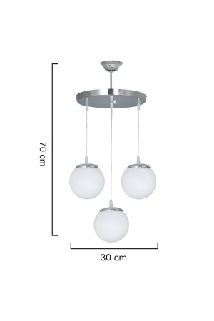 Hängelampentablett Silber 3-teiliger Kronleuchter aus weißem Glas KROM3 - 8