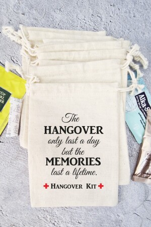Hangover Kit Kesesi Baskılı Kese Düğün Bekarlığa Veda Doğum Günü Hediye Kesesi 11x15 Cm 5 Adet - Atölye Mi