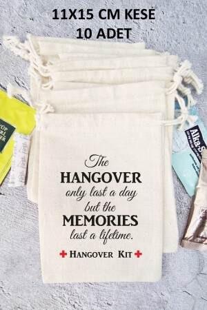 Hangover Kit Kesesi Basklı Kese Düğün Bekarlığa Veda Doğum Günü Hediye Kesesi 11x15 Cm 10 Adet - 2