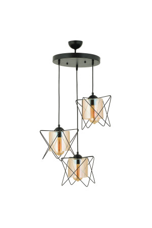 Hans 3-teilige runde schwarze Glasdraht-moderne Hängelampe für junges Zimmer, Küche, Schlafzimmer, Wohnzimmer, Hängelampe, Kronleuchter 3613-03C-BL - 2