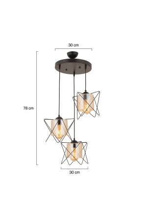 Hans 3-teilige runde schwarze Glasdraht-moderne Hängelampe für junges Zimmer, Küche, Schlafzimmer, Wohnzimmer, Hängelampe, Kronleuchter 3613-03C-BL - 4