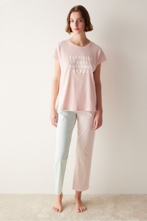 Happiness Rosa T-Shirt-Pyjama-Oberteil - 1