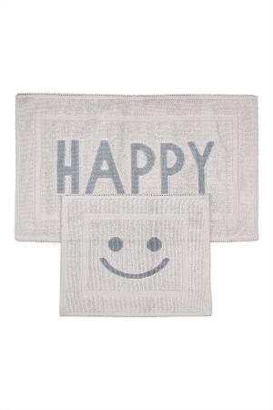 Happy Badematte aus natürlicher Baumwolle, 2er-Set, 60 x 100 x 50 x 60 cm – Grau - 2