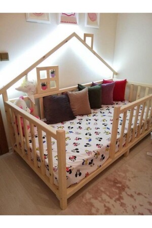 Happy Doğal Çam Montessori Bebek ve Çocuk Karyolası BK58618185205 - Baby Kinder