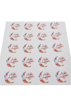 Happy Eid – Ramadan Mubarak bedrucktes selbstklebendes 4 cm rundes Etikett 24 Stück – Eid al-Fitr-Etikett - 3