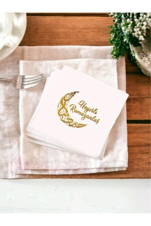 Happy Month of Ramadan Gold vergoldete Serviette 16 Stück 16x16 cm Blattgold - Happyland