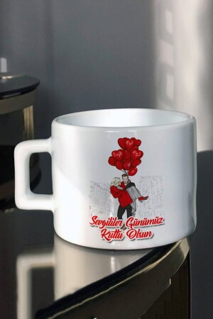 Happy Valentine's Day Blonde bedruckte Tee-Kaffeetasse für Liebhaber - 1