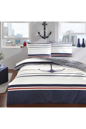 Harbour Ranforce Doppelbett-Bettbezug-Set, Marineblau, 000001000045526001 - 2