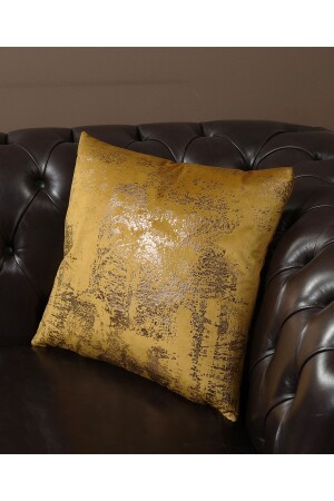 Hardal Bakır Kırlent Kılıfı Dekoratif Desenli Kadife Yumuşak Salon Koltuk - Özenev