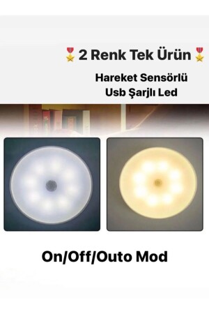 Hareket Sensörlü 8 Ledli Usb Şarjlı Beyaz Işık Led Lamba - Magic Hobby
