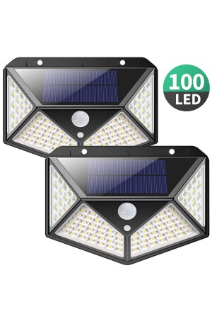 Hareket Sensörlü Dış Mekan Led Aydınlatma Güneş Enerjili Fotoselli Solar Lamba 100 Ledli - 1