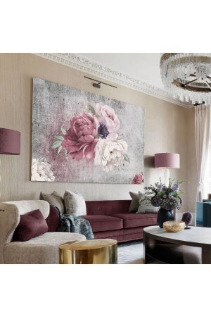 Harikabirev Yağlı Boya Efektli Çiçek Tablosu Soluk Gül Pembesi|kanvas Tablo HRKBRVRKLM0004 - HEDİYE AKSESUARCIM