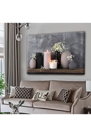 Harikabirev Yağlı Boya Efektli Mum Tablosu Antrasit Gri|kanvas Tablo HRKBRVRKLM0006 - HEDİYE AKSESUARCIM