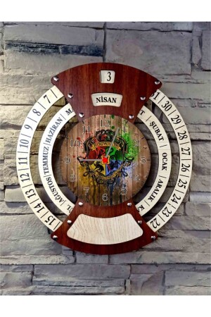 Harry Potter Hogwarts-Uhr Mayan-Uhr aus Holz mit ewigem Kalender Hogwarts tmsd-hpdsh - 1