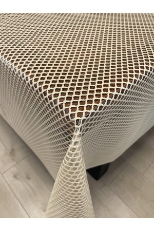 Hasır Desen Lüks Pvc Silinebilir Masa Örtüsü Krem - Yıldızhome