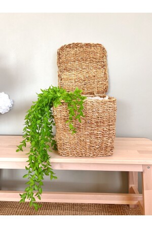 Hasır Kapaklı Derin 25X25X24CM Kare Düzenleyici-Sepet-Organizer - Kaihome