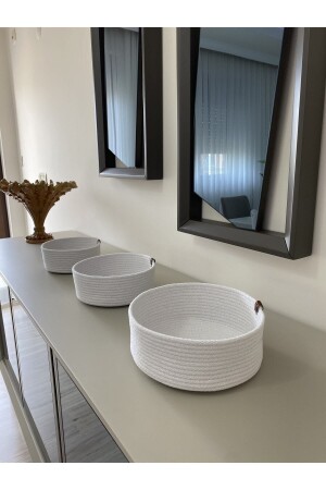 مجموعة MNZ-Wicker Basket Set - مجموعة منظمة متعددة الأغراض من 3 - منظمة حمام ومطبخ مصنوعة يدويا - Tzr Group