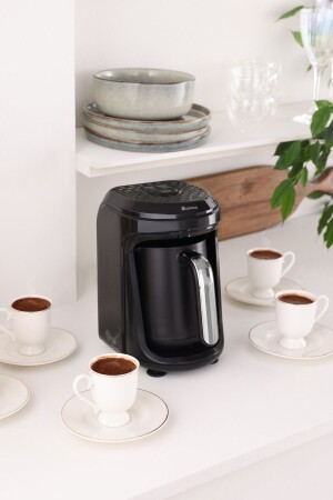 Hatır Hüps Quartz Közde- Sütlü Içecek Hazırlama Türk Kahve Makinesi 5 Fincan Kapasiteli Black Chrome - 1