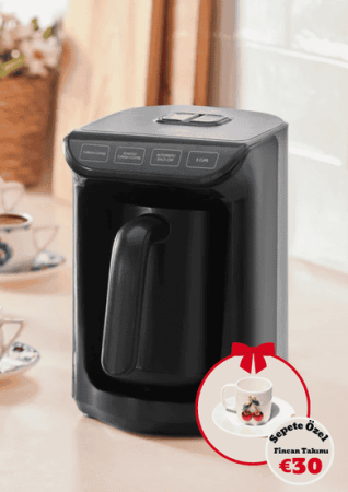 Hatır Közde Türk Kahvesi ve Türk Kahve Makinesi Shiny Black 5 Fincan Kapasiteli Bol Köpüklü - Karaca