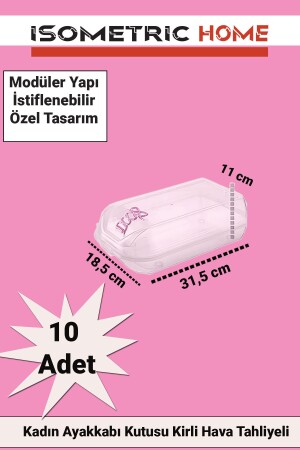 Hava Alabilen Modüler Yapı Şeffaf Unisex Ayakkabı Saklama Kutusu 10 Adet - 3