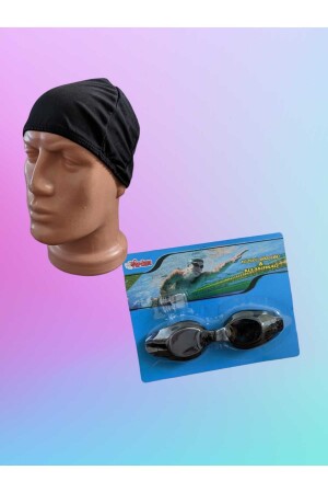 Havuz Deniz Yüzücü Gözlüğü + Kulak Tıkacı + Likralı Bez Bone Seti 2088 - 2