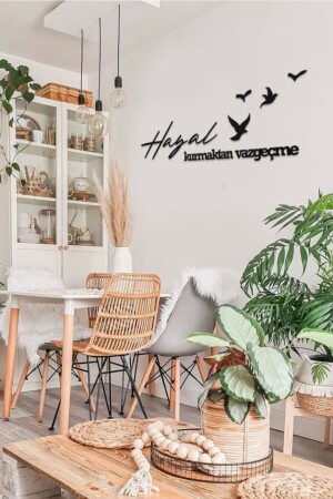 Hayal Kurmaktan Vazgeçme Yazılı Dekoratif Ahşap Tablo - Ahwall Woodworking