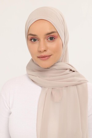 Hazır Lüks Pratik Hijablı Şifon Şal Kum Beji - 2