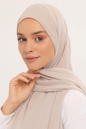 Hazır Lüks Pratik Hijablı Şifon Şal Kum Beji - 3