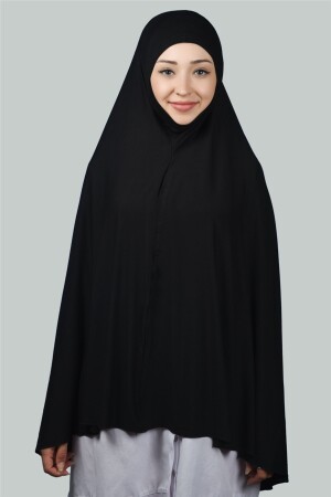 Hazır Türban Peçeli Pratik Eşarp Tesettür Nikaplı Hijab - Namaz Örtüsü Sufle (5XL) - Siyah T10 - 2
