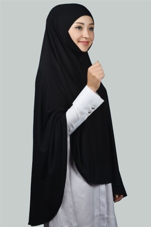Hazır Türban Peçeli Pratik Eşarp Tesettür Nikaplı Hijab - Namaz Örtüsü Sufle (5XL) - Siyah T10 - 3