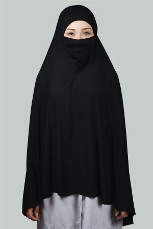 Hazır Türban Peçeli Pratik Eşarp Tesettür Nikaplı Hijab - Namaz Örtüsü Sufle (5XL) - Siyah T10 - 4