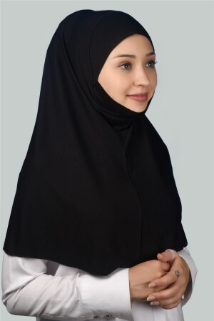 Hazır Türban Peçeli Pratik Eşarp Tesettür Nikaplı Hijab - Namaz Örtüsü Sufle (XL) - Siyah T06 - 4