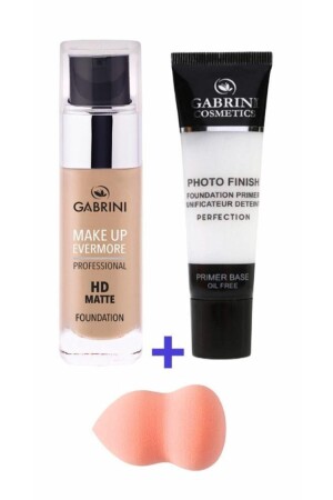 Hd Matte Fondöten 01 & Photo Finish Primer & Fondöten Sünğeri - 1