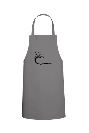 Heart Chef Hat Speziell bedruckte Chef-Küchenschürze Grau TTMO0497 - 2